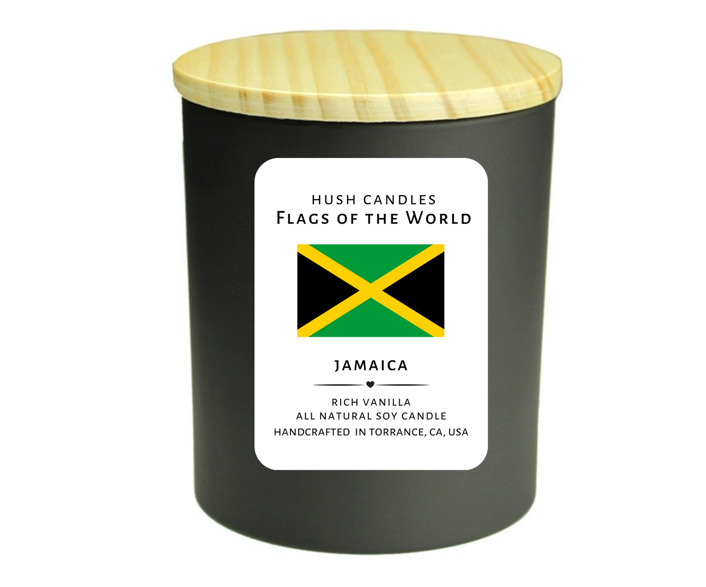 Flags of the World | Personalized by Country | Vanilla All Natural Soy Candles | Phthalate Free Fragrances | Made in USA | 10 ounce jar | 1-each