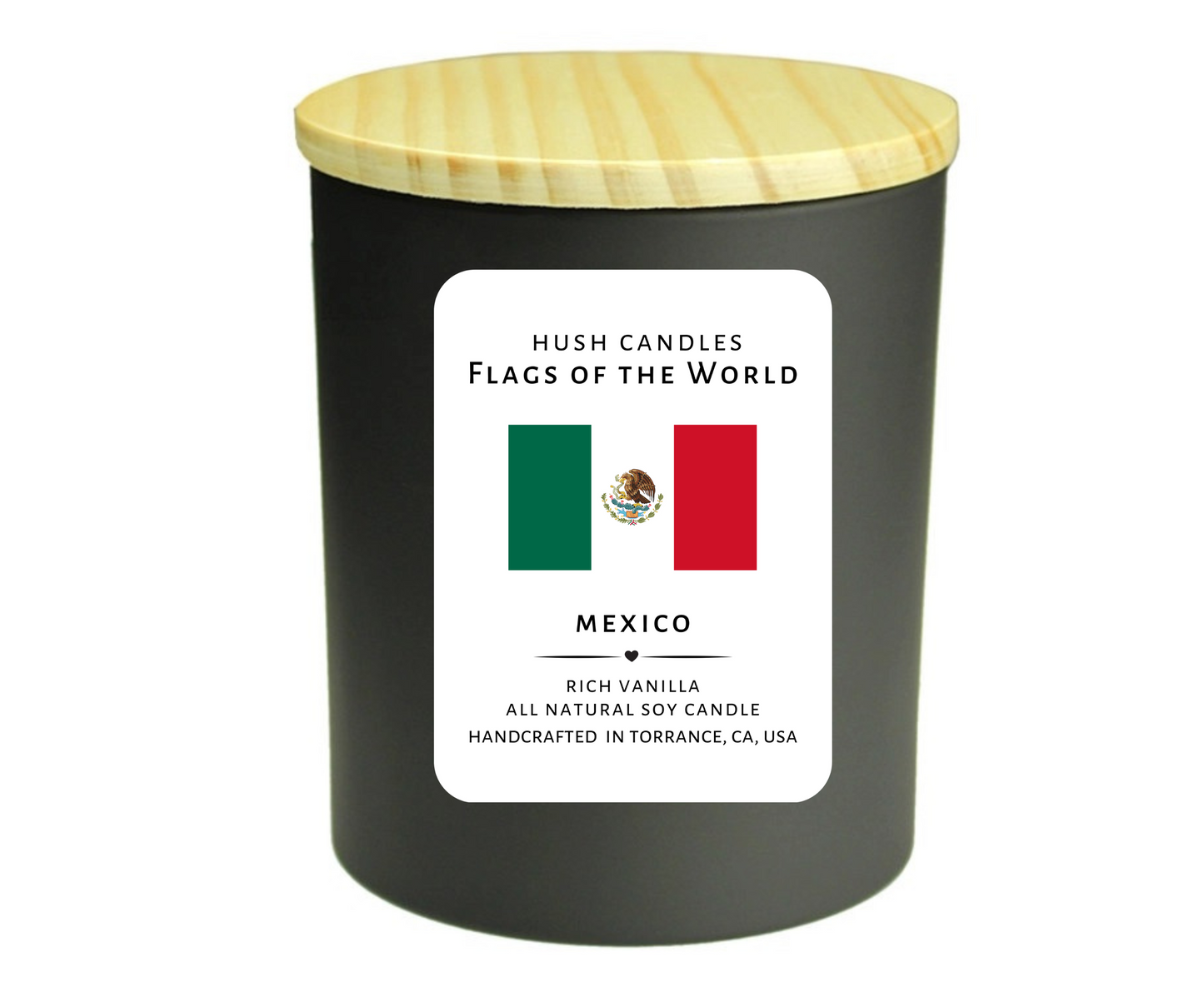 Flags of the World | Personalized by Country | Vanilla All Natural Soy Candles | Phthalate Free Fragrances | Made in USA | 10 ounce jar | 1-each