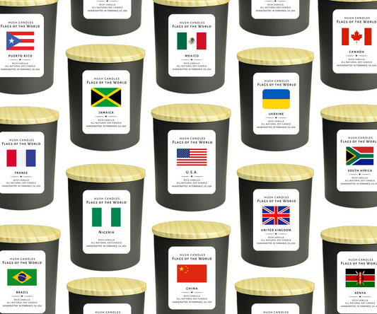 Flags of the World | Personalized by Country | Vanilla All Natural Soy Candles | Phthalate Free Fragrances | Made in USA | 10 ounce jar | 1-each